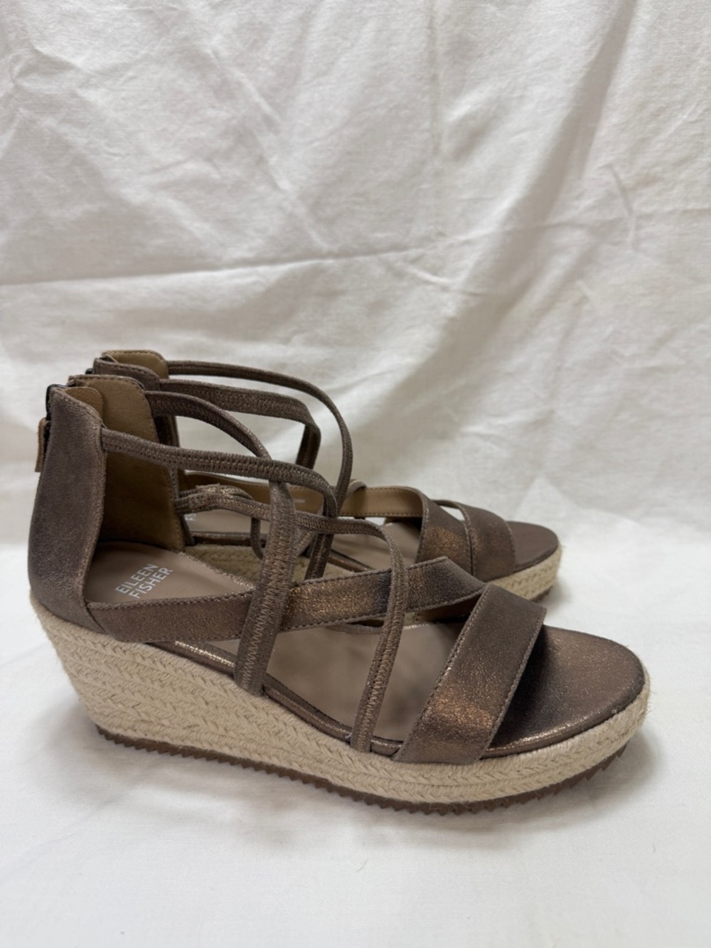 EILEEN FISHER  Wanda Espadrille Wedge Sandals shoes leather 8